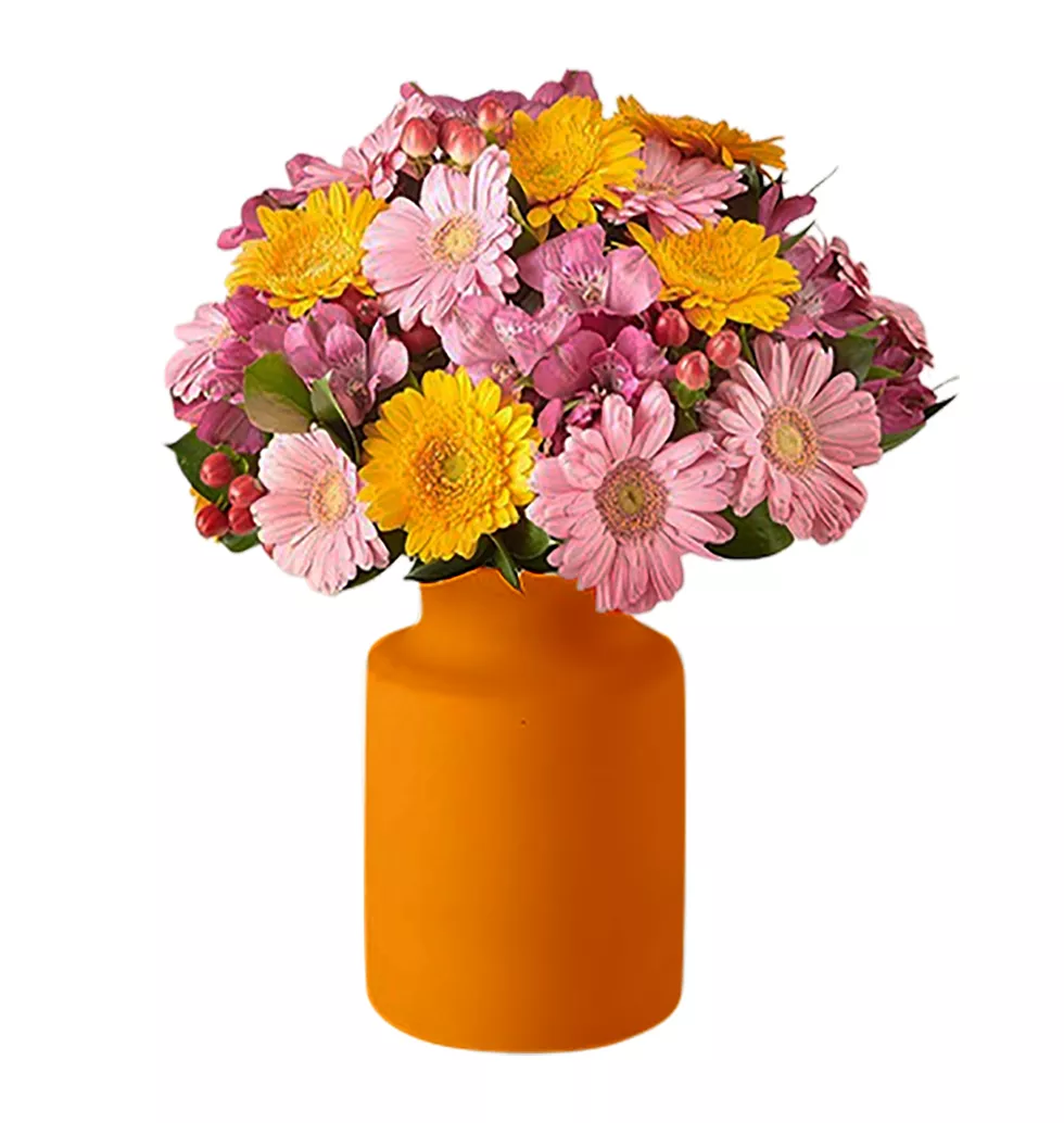 A Colorful Bouquet Of Gerberas and Alstroemerias