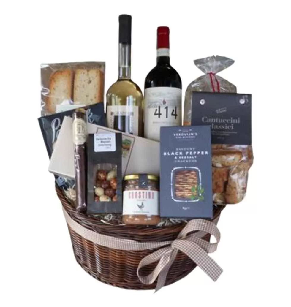 Divine Treat Gift Basket with Premium Wine