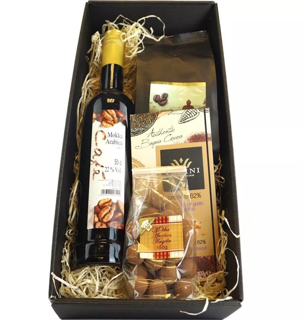 Red Wiine And Coffee Christmas Basket